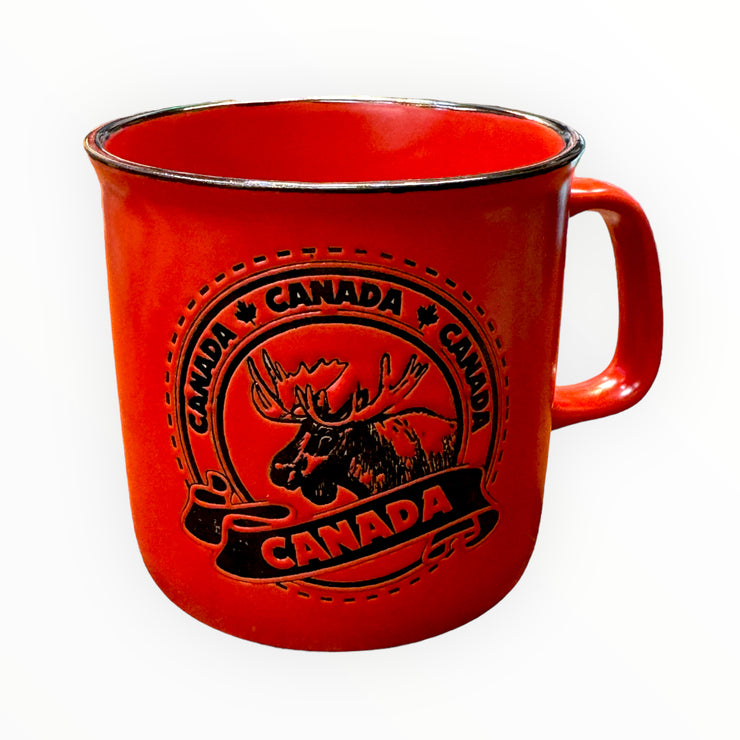 CANADA COFFEE MUG  W/ MOOSE HEAD AND MAPLE LEAF THEME | TEA CUP 11oz CERAMIC