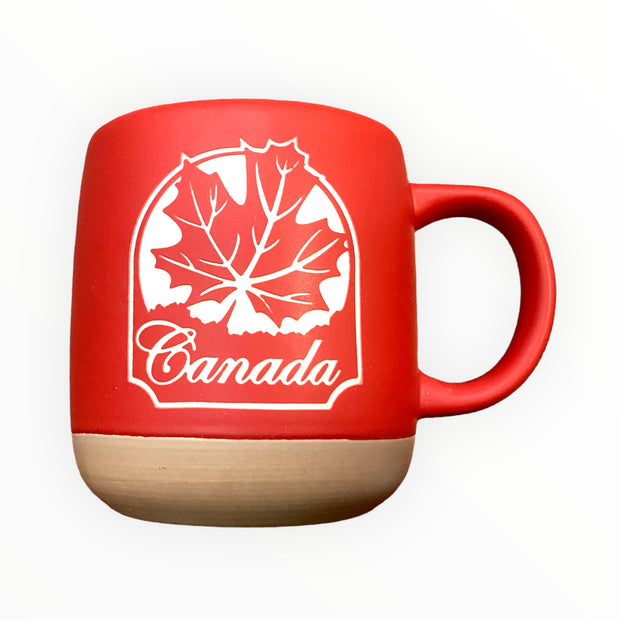 Canada Sand Blast Mugs Moose blue & Red Maple Leaf
