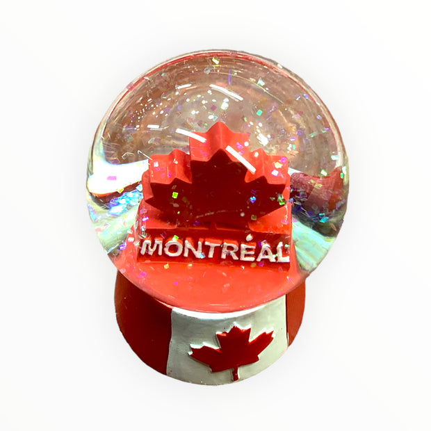 Montreal Snow Globe 65mm | Canada Flag Design Red Maple Leaf Snow Globe