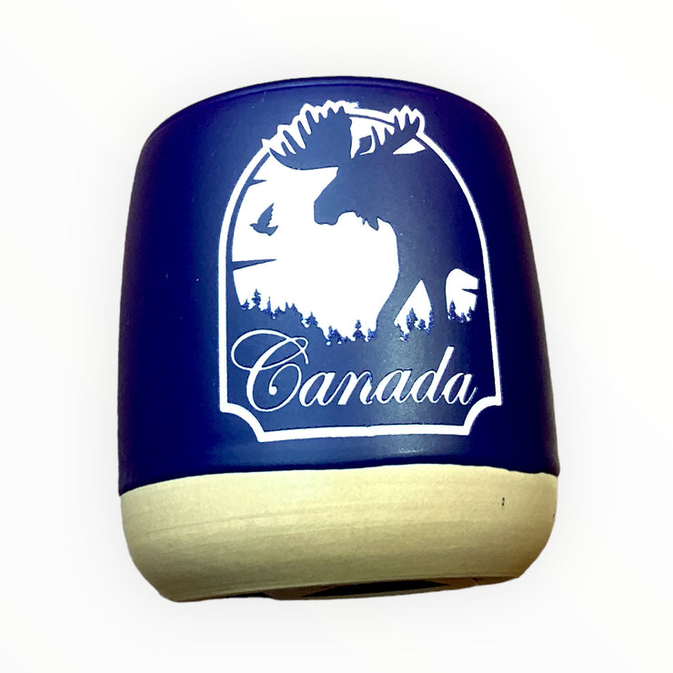 Canada Sand blast Shot Glasses Blue Moose & Red Maple Leaf