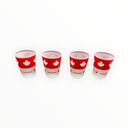 4 Canada Red Maple Leaf Frosted Shot Glasses | Best Gift Idea or Bachelor Party Favor | Shots | Whiskey Glasses | Cocktail Glasses | Bar Glasses | Couple Glass