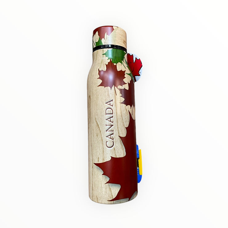 Canada Wood Style Insulated Water Bottle with Multi-Colors Maple Leaf Theme | 500 ML Bottle for Hot and Cold Drinks