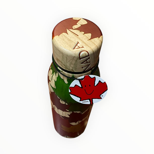 Canada Wood Style Insulated Water Bottle with Multi-Colors Maple Leaf Theme | 500 ML Bottle for Hot and Cold Drinks