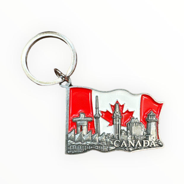 Canada Maple Leaf Keychain Metal Silver