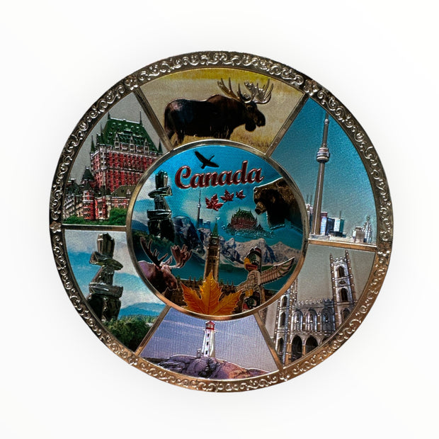 Canada /Québec Scenic Souvenir Tin Plate Gift 6” Circle Shaped