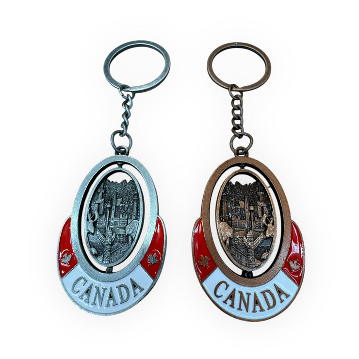 2pc Canada Moose Keychain Metal Silver & Bronze Color