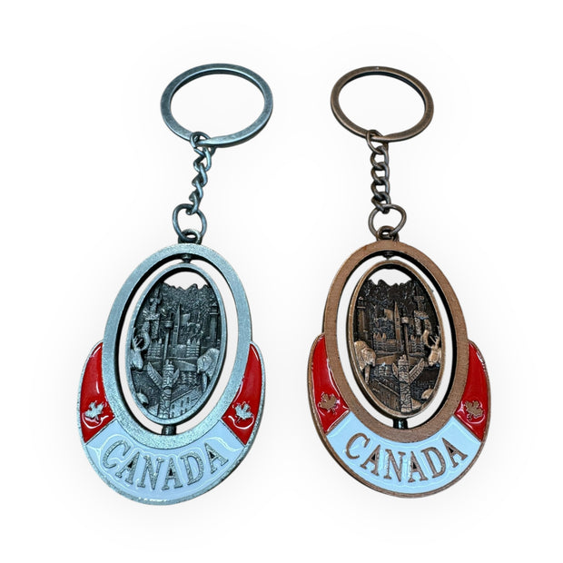 2pc Canada Moose Keychain Metal Silver & Bronze Color