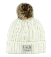 Canada Heavy Knit Toque with Faux-Fur Pom and Tone-on Tone Patch