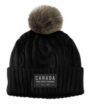 Canada Heavy Knit Toque with Faux-Fur Pom and Tone-on Tone Patch