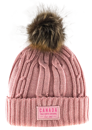 Canada Heavy Knit Toque with Faux-Fur Pom and Tone-on Tone Patch