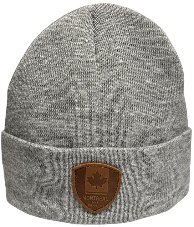 Knit beanie  with Leather Patch - Montreal