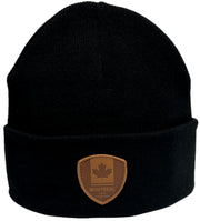 Knit beanie  with Leather Patch - Montreal