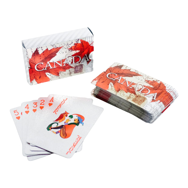 SILVER POKER CARDS - CANADA MAPLE LEAF PLAYING CARD