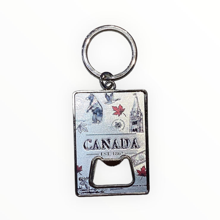 Bottle Opener Keychain - Canada Themed Metal