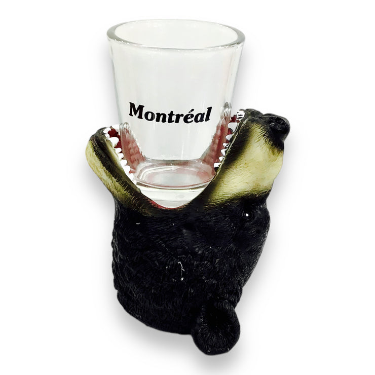 Puzzled Animal-Theme Poly Black Bear Cool Animal Head Montreal Shot Glass