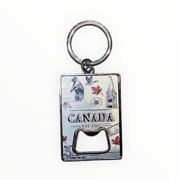 Bottle Opener Keychain - Canada Themed Metal