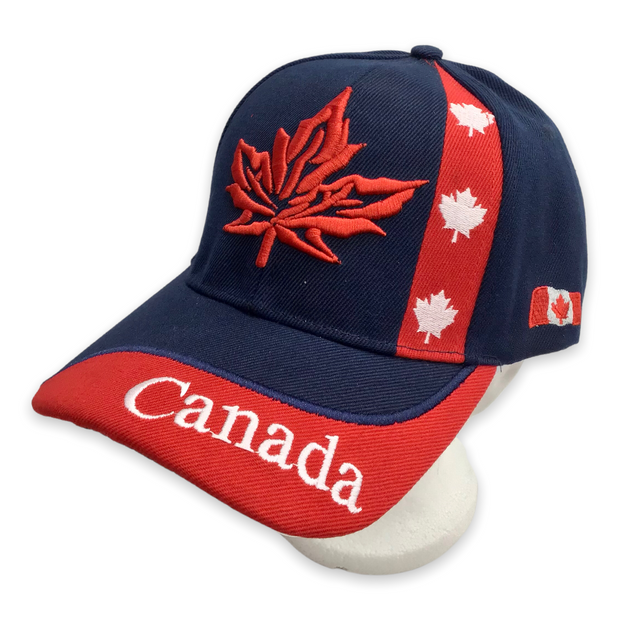 Canada Baseball Cap Black with Red Maple Leaf Embroidered Adjustable Hat Souvenir Gift