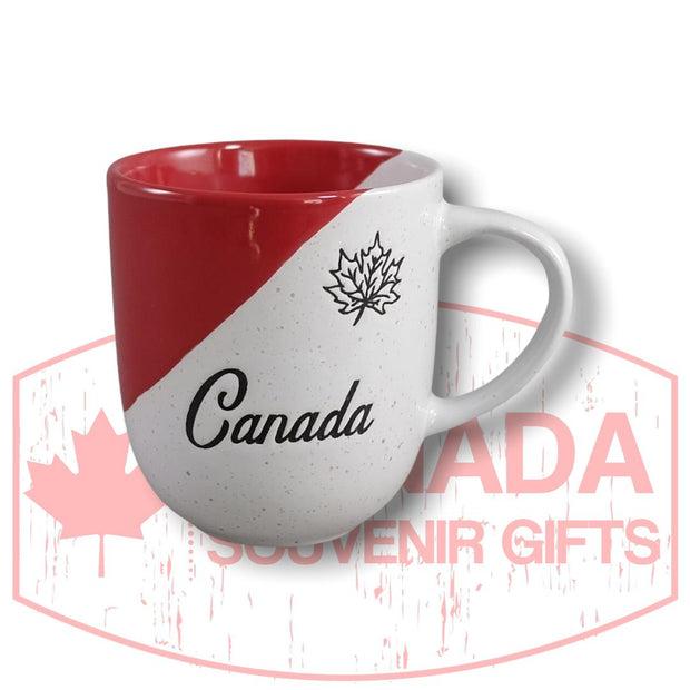 Black Maple Leaf Symbol Canada Coffee Mug | Red & White Pottery Ceramic Cup with Handle 13oz Gift