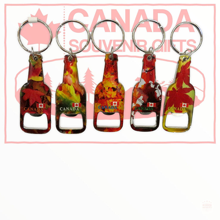 Bottle Opener Keychain - Canada 5 Assorted Maple Leaf Keyring Bottle Opener