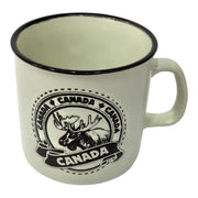 CANADA COFFEE MUG IVORY W/ MOOSE HEAD AND MAPLE LEAF THEME | TEA CUP 11oz CERAMIC