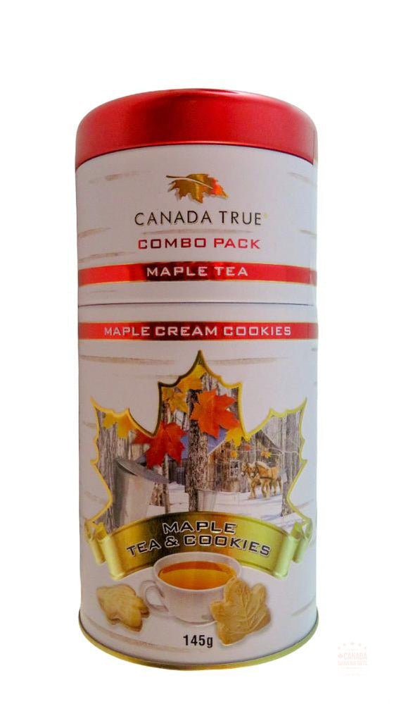 CANADA TRUE COMBO PACK - Maple Black Tea 10 teabags and 8 Maple Cream Cookies - Canadian Pure Maple Product