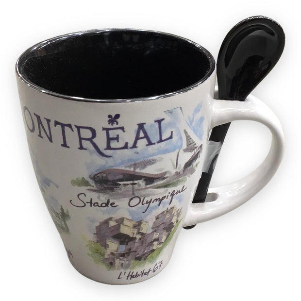 COFFEE MUG MONTREAL SCENIC W/ SPOON - 13OZ TEA CUP W/ MATCHING BOX