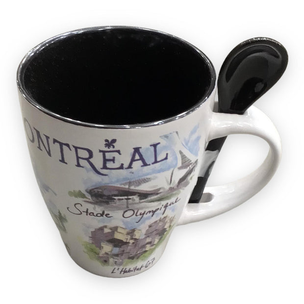 COFFEE MUG MONTREAL SCENIC W/ SPOON - 13OZ TEA CUP W/ MATCHING BOX