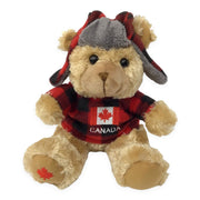 Canada Bear Stuffed Animal 10 Inches with Buffalo Plaid Top and Hat | Canadian Flag and Name Drop Embroidery | Teddy Bear Stuffed Plush Toy | Soft Cuddly Stuffed Bear for Baby, Boys and Girls