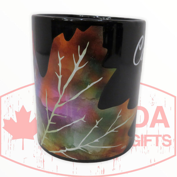 Canada Colorful Maple Leaf Art Coffee Mug Ceramic Black 14 oz.