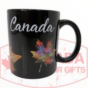 Canada Colorful Maple Leaf Art Coffee Mug Ceramic Black 14 oz.