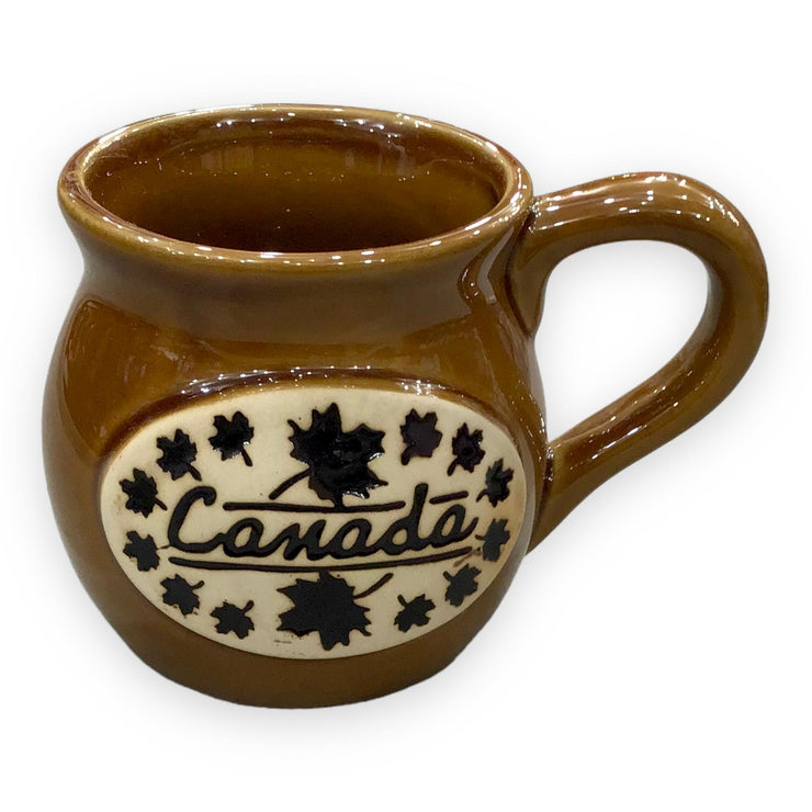 Canada Mug Pottery Handmade Maple Leaf Embossed