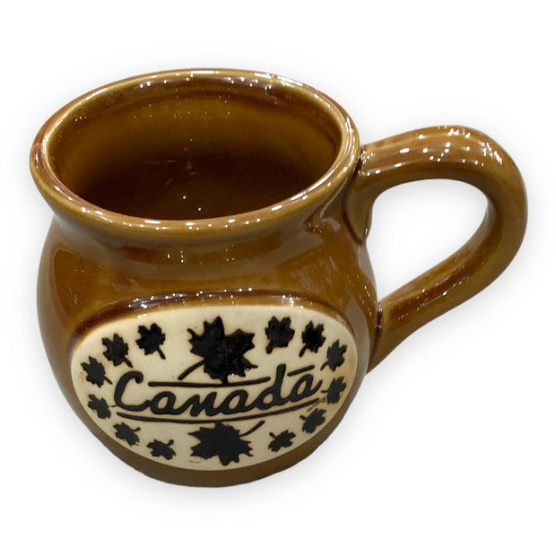 Canada Mug Pottery Handmade Maple Leaf Embossed