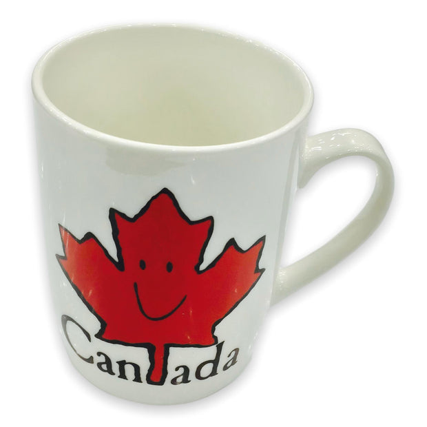 Canada Mug - Red Maple Leaf with Smile Coffee Cup Ceramic 13oz for Tea or Hot Chocolate Drinks