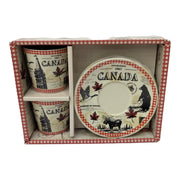Canada Vintage Coffee Cup & Saucer Gift Set with Beautiful Animal Print | Canada Souvenir Espresso Cups & Tea Mugs | Canada Tea Set Gift Box