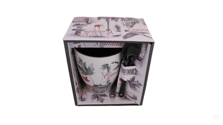 Canada Vintage Great Canadian Landmark Ceramic Coffee Mug w/ Spoon Souvenir Gift Pack