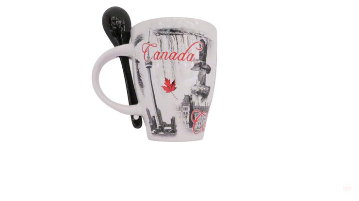 Canada Vintage Great Canadian Landmark Ceramic Coffee Mug w/ Spoon Souvenir Gift Pack