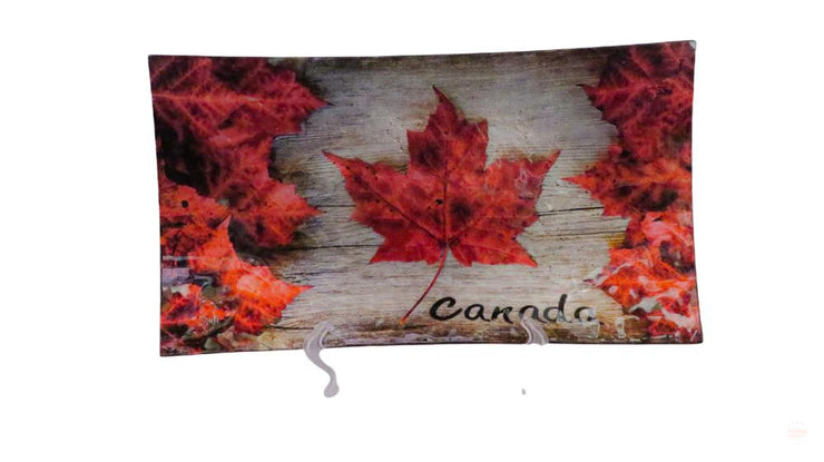 Canada Vintage Souvenir Serving Tray or Display Plate 12" Maple Leaf Glass Gift in a Box