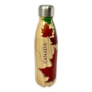 Canada Wood Style Insulated Water Bottle with Multi-Colors Maple Leaf Theme | 500 ML Bottle for Hot and Cold Drinks