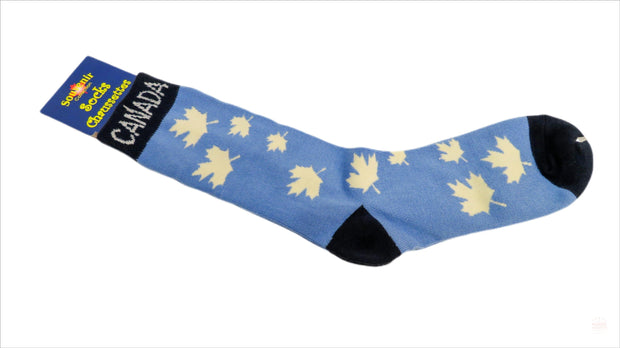 Canadian Casual Maple Leaves Unisex Adult Socks Souvenir Collection Light Blue & White