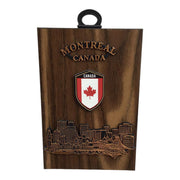 Canadian Souvenir Wooden Wall Plaque Montreal Skyline Scene Figurine on Hickory 4”x6”