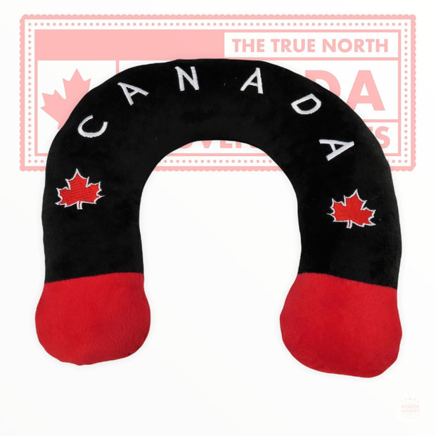Canadian Vintage Soft Plush Travel Neck Pillow - Canada Themed Design Black & Red