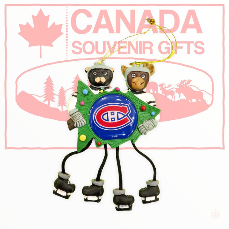 Canadien Montreal Moose and Bear Themed Holiday Ornament Hook