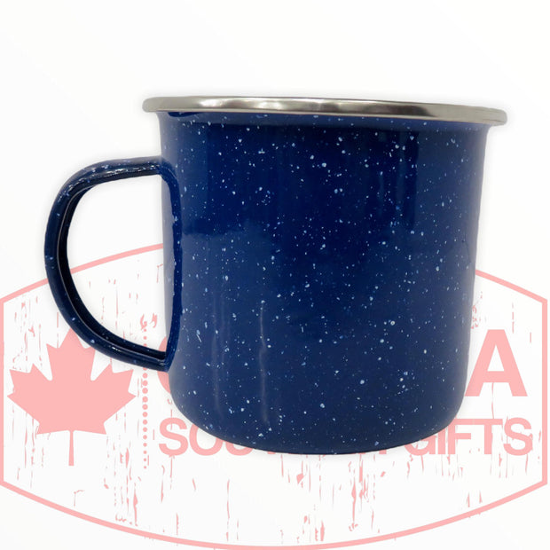 Coffee Mug – Canada Retro Blue or White Tin 10oz “Montreal Canada Circle Themed” Tea Cup