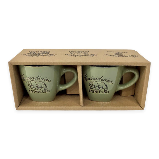 Espresso Mugs Set - Canadiano Bear Engraved 2 Espresso Cup w/ Box