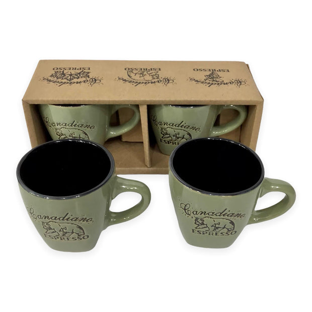 Espresso Mugs Set - Canadiano Bear Engraved 2 Espresso Cup w/ Box