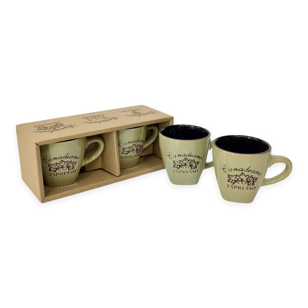 Espresso Mugs Set - Canadiano Maple Leaf Engraved 2 Espresso Cup w/ Box