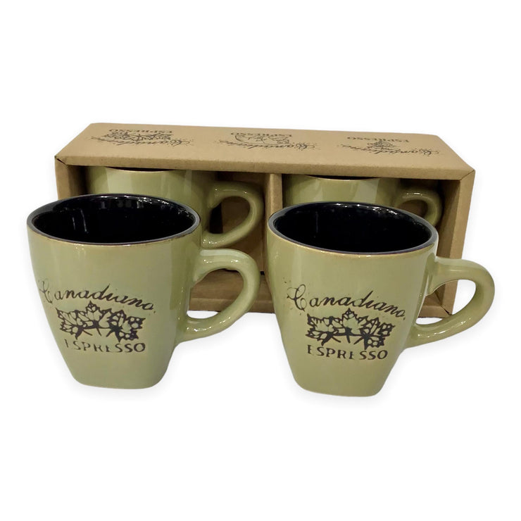 Espresso Mugs Set - Canadiano Maple Leaf Engraved 2 Espresso Cup w/ Box