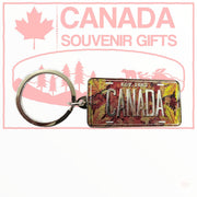 Key Holder - Canada, Multicolor Maple Leaf Rectangle Metal Keychain