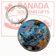 Keyring - Canada Vintage Keychain - Circle Metal Key Holder Porte Cle Souvenir