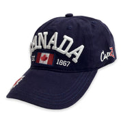 Kids Navy Baseball Cap - Youth Embroidered Canada Est. 1867 Free Adjustable Hat